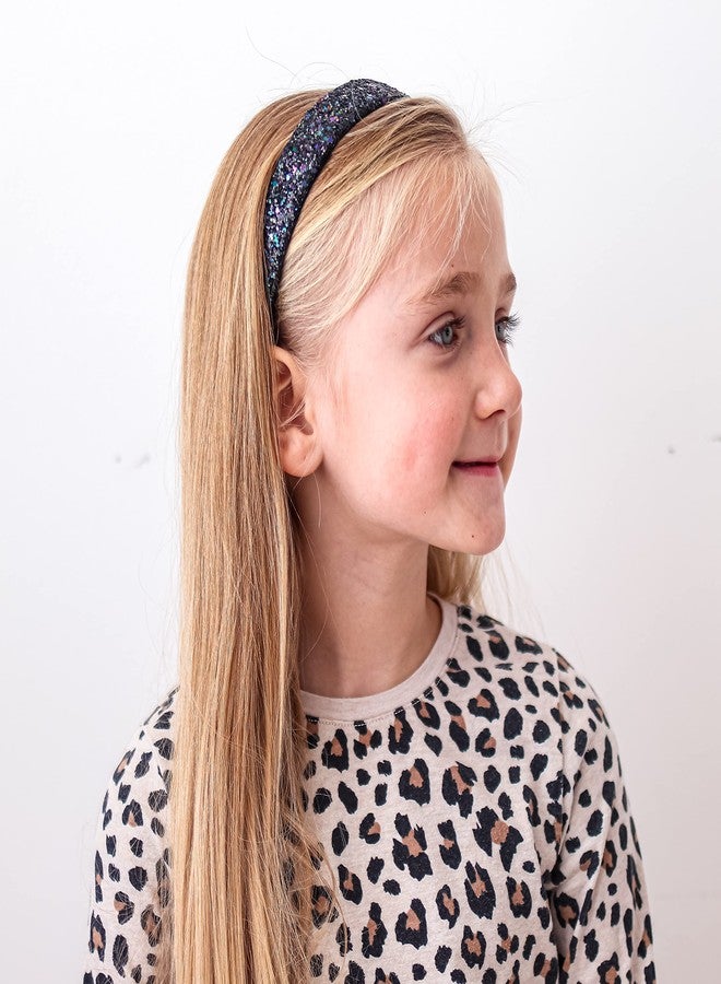 FROG SAC Glitter Headbands for Girls, Black Head Band Hair Accessories for Little Girl, No Shed Sparkly Wide Headband for Kids, Cute Alice Hairband for Toddler Children, Easter Basket Stuffers - Image 3